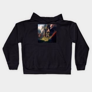 Medieval Town in Grassy Vale Kids Hoodie